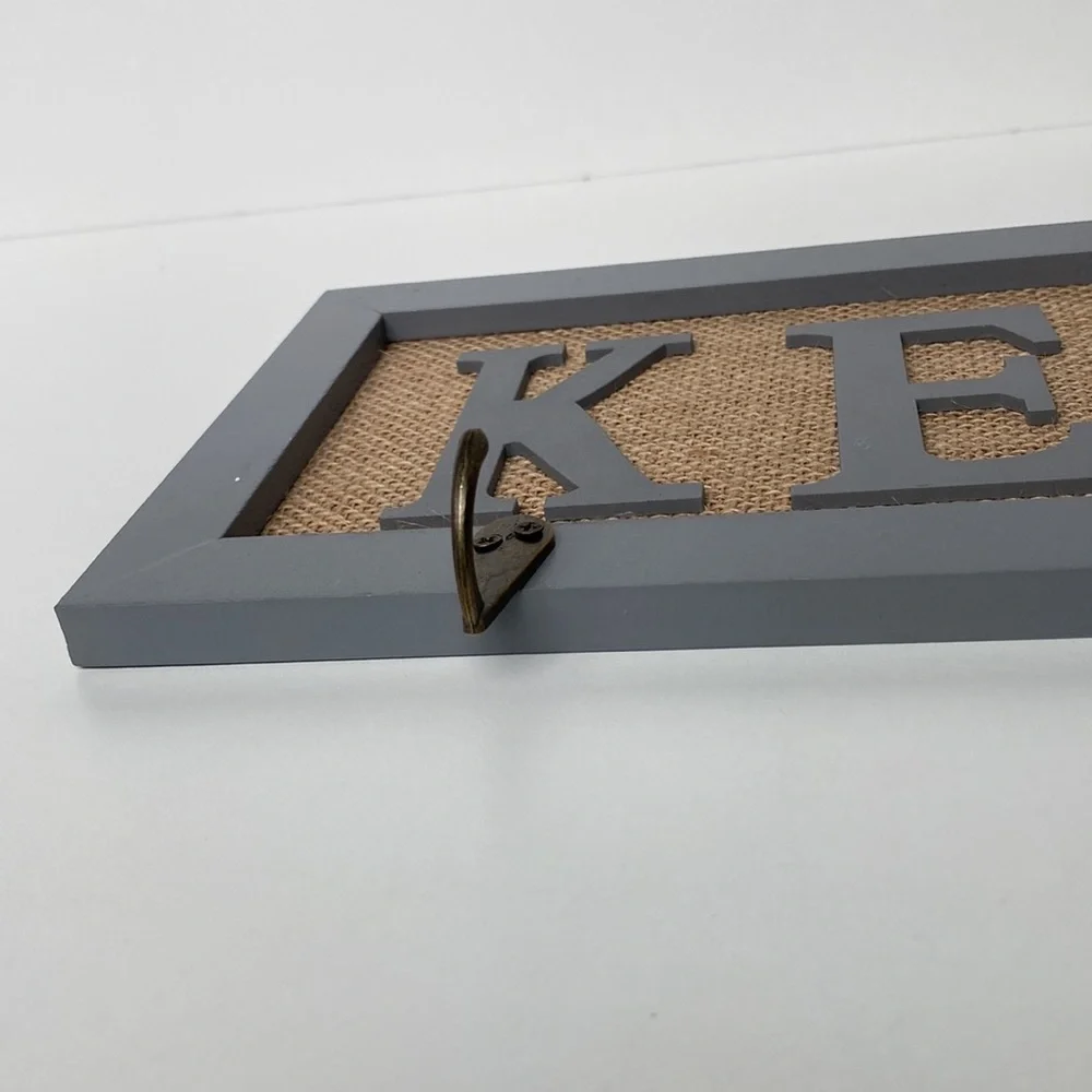 Decorative Gray Key Sign with Hooks
